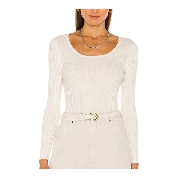 𝅺Rolla’s Classic Crew-neck Ribbed Sweater Cream Size M - Picture 1 of 6